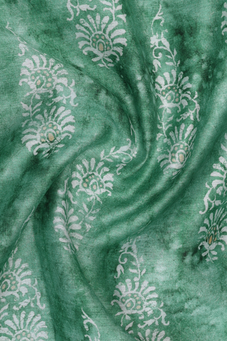 Round Neck Floral Design Sea Green Chanderi Cotton Salwar Set