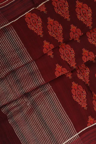 Allover Printed Design Cherry Red Crepe Saree