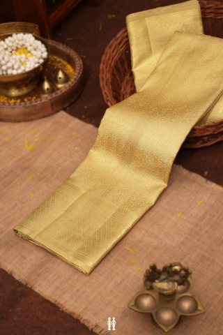 Kanchipuram Silk Saree In Tan Color With Floral Zari Design