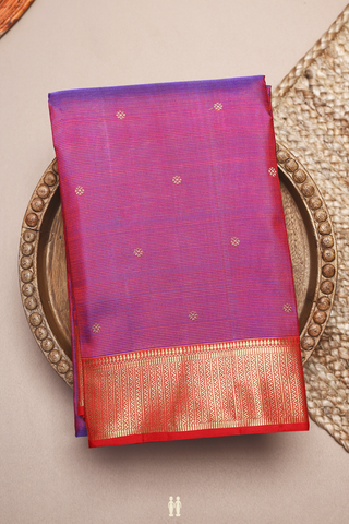 Stripes With Buttas Purple Rose Kanchipuram Silk Saree