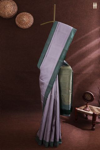 Kanchipuram Silk Saree In Grey With Zari Stripes Design