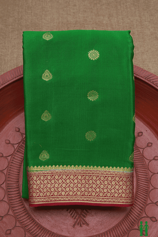 Floral Zari Buttas Royal Green Mysore Silk Saree