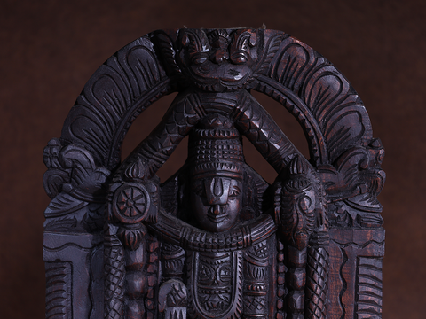 Wooden Venkateswara Wall Panel For Decor