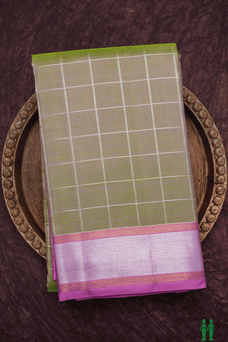 Zari Checked Design Dual Tone Kanchipuram Silk Saree