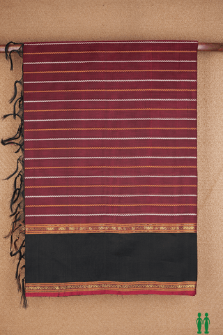 Chevron Design Burgundy Red Traditional Silk Cotton Saree