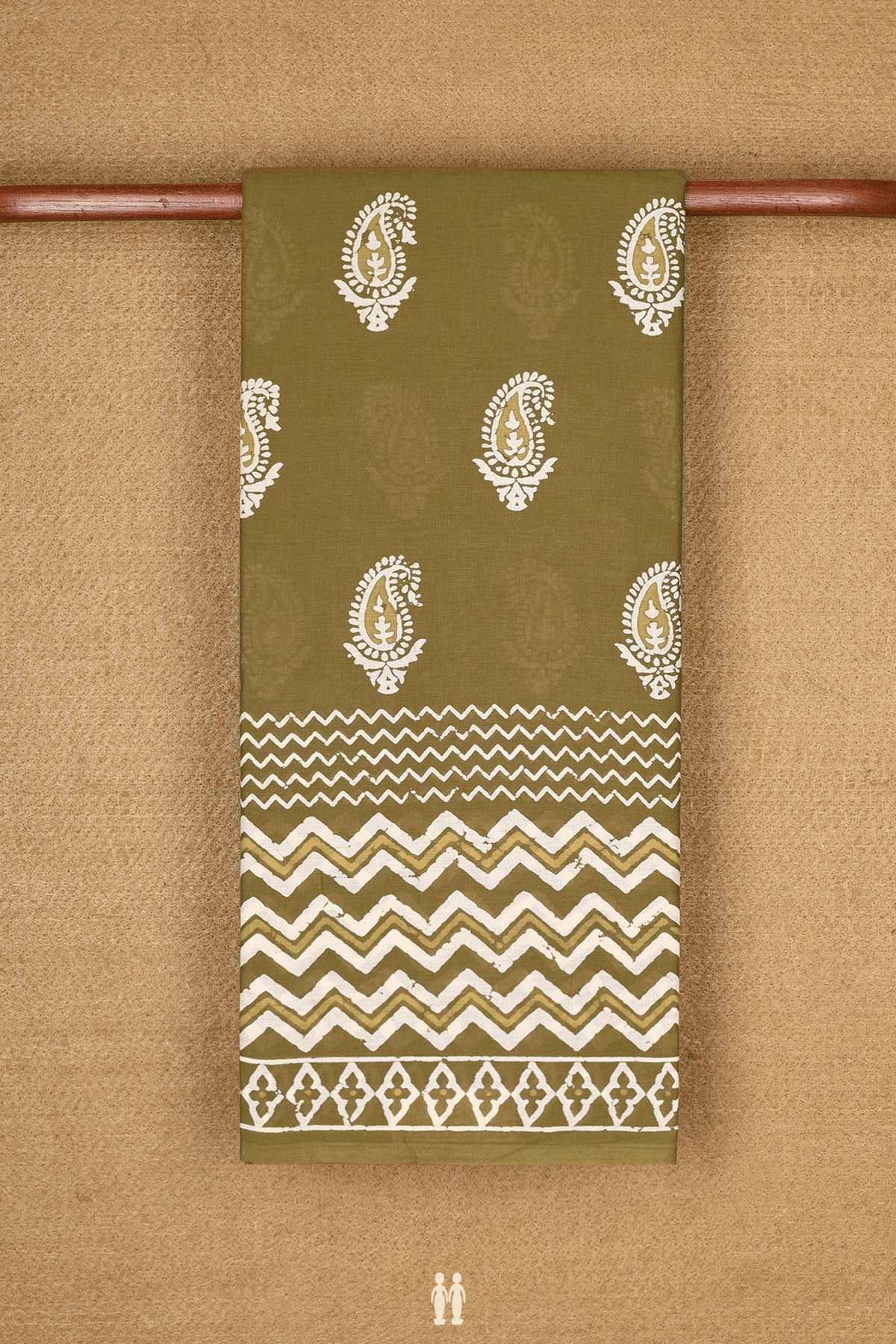 Jaipur Cotton Saree In Mehendi Green With Paisley Printed