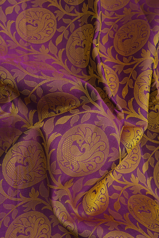 Jacquard Pattern Berry Purple Kanchipuram Silk Saree