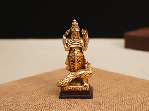 Lord Murugan Gold Plated Fiber Idol For Home Decor