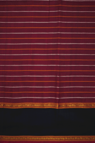 Chevron Design Burgundy Red Traditional Silk Cotton Saree