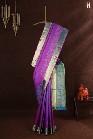 Kanchipuram Silk Saree In Purple Rose With Brocade Design