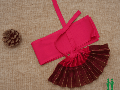 Zari Border Pink And Maroon Silk Cotton Amman Pavadai Set