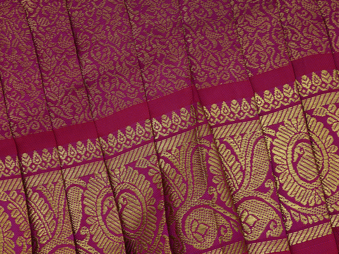 Allover Zari Design Deep Magenta Semi Silk Amman Pavadai Set