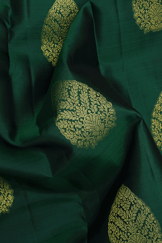 Floral Zari Motifs Dark Green Kanchipuram Silk Saree