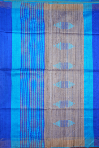 Threadwork Design Royal Blue Jute Saree