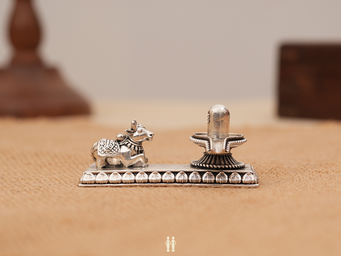 Lord Shivling With Nandi Pure Silver Idol