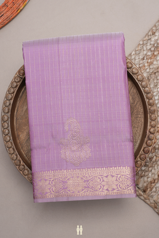 Zari Stripes Design Lilac Purple Kanchipuram Silk Saree