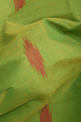 Threadwork Motifs Pear Green Kanchi Cotton Saree