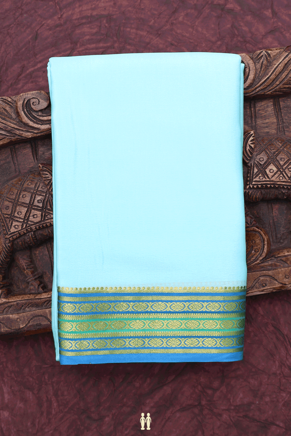 Mysore Silk Saree In Powder Blue With Mysore Silk Saree