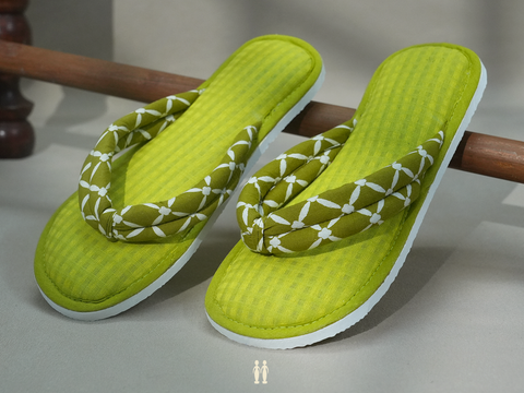 Self Checks Design Lime Green Cotton Slippers