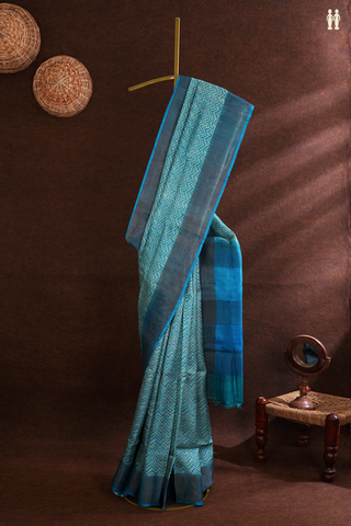 Tussar Silk Saree In Multicolor With Allover Chevron Design