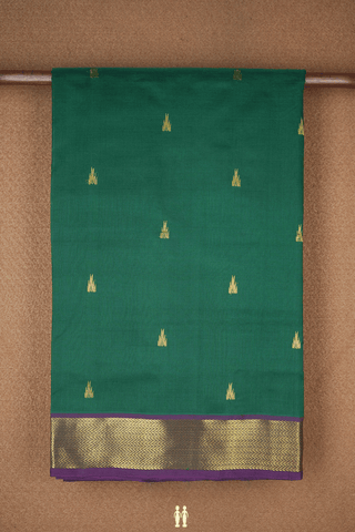 Temple Buttis Emerald Green Traditional Silk Cotton Saree