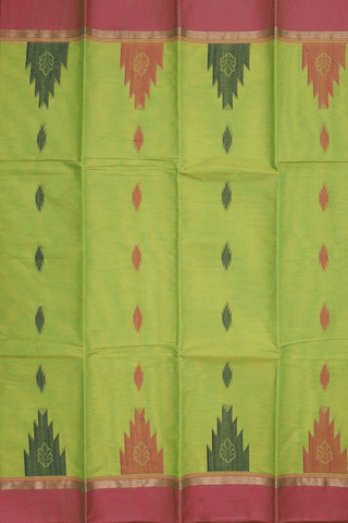 Threadwork Motifs Pear Green Kanchi Cotton Saree