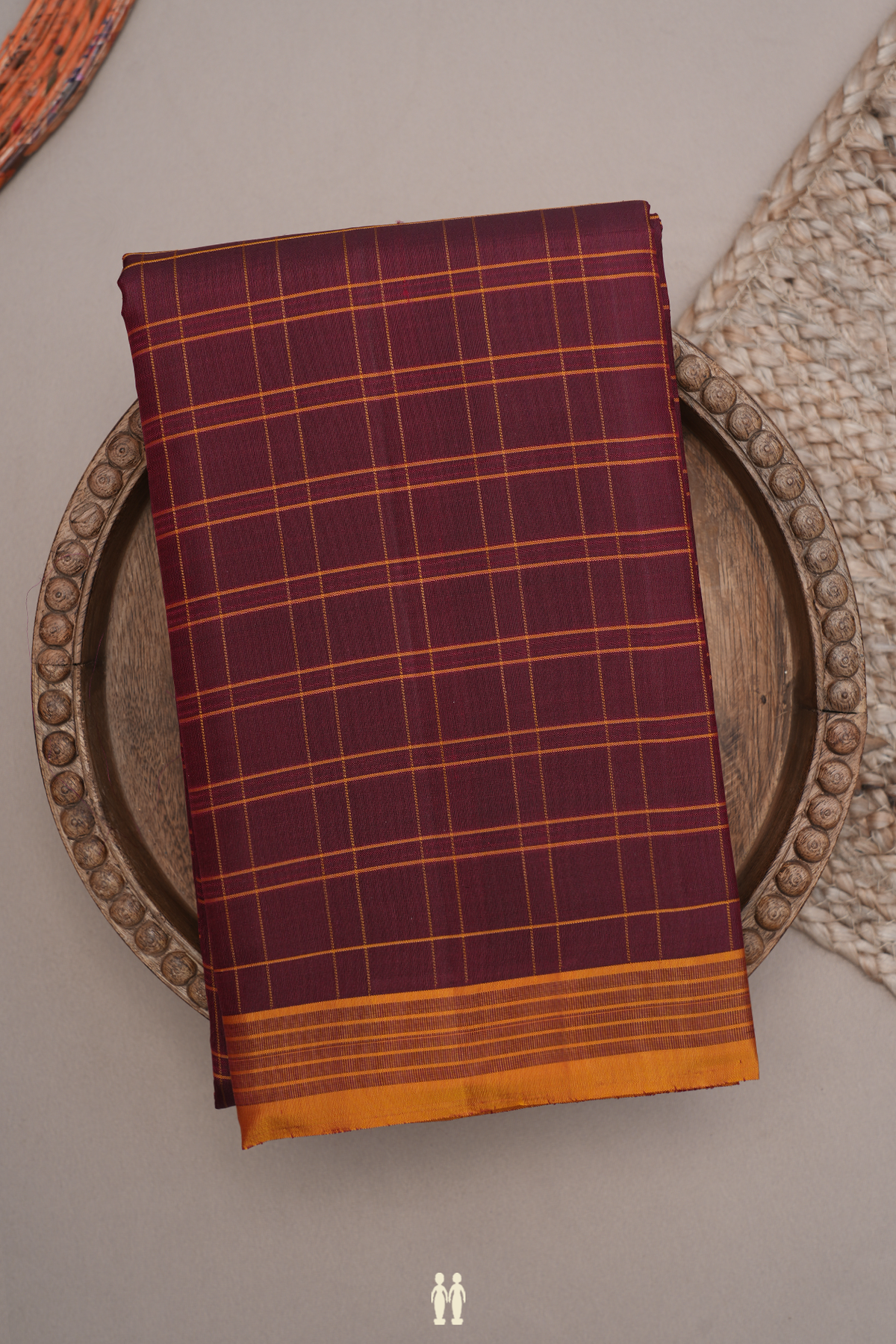 Allover Checked Design Maroon Kanchipuram Silk Saree