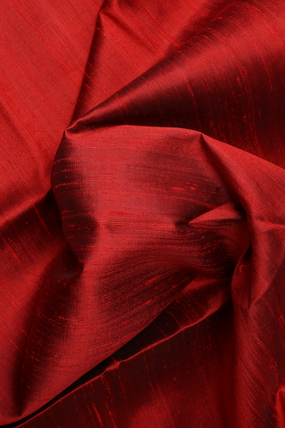 Bavanchi Border Plain Scarlet Red Raw Silk Saree