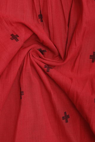 V Neck Threadwork Buttis Crimson Red Cotton Long Kurta