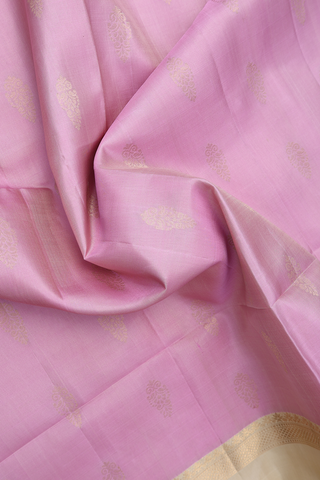 Floral Zari Motifs Light Pink Soft Silk Saree