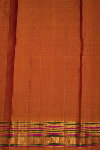 Traditional Zari Border Plain Burgundy Kanchipuram Silk Saree