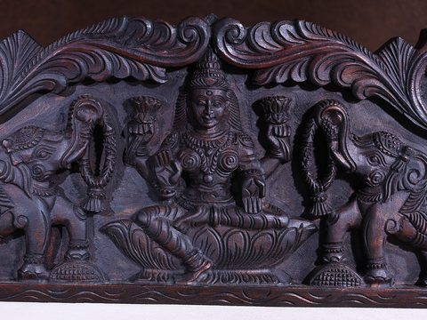 Wooden Gajalakshmi Wall Panel For Decor