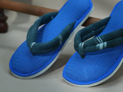 Ikat Design Royal Blue Cotton Slippers