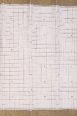 Kanchi Cotton Saree In White With Checks Design