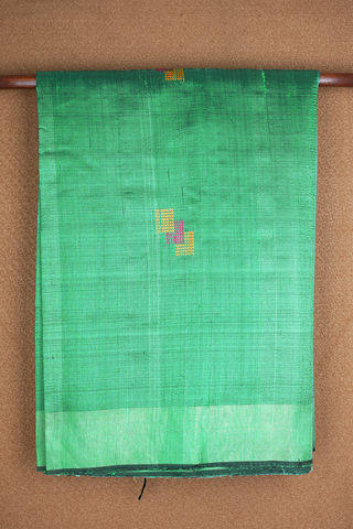 Threadwork Motifs Sea Green Jute Saree