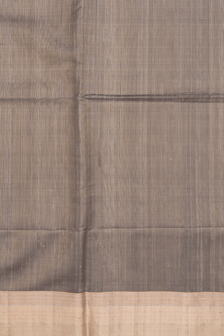 Raw Silk Saree In Khaki With Stripes Design