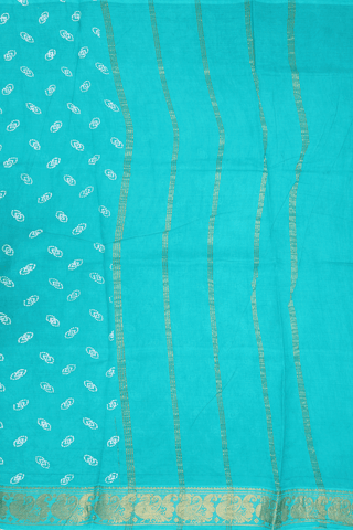 Allover Printed Design Sea Blue Sungudi Cotton Saree