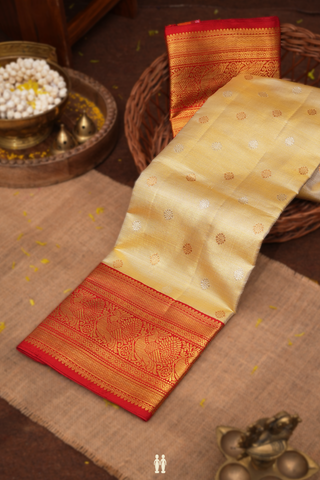 Kanchipuram Silk Saree In Gold Tissue With Floral Zari Butta