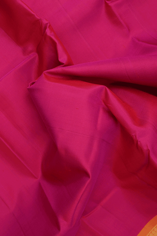 Kanchipuram Silk Saree In Dark Pink With Ganga Jamuna Border