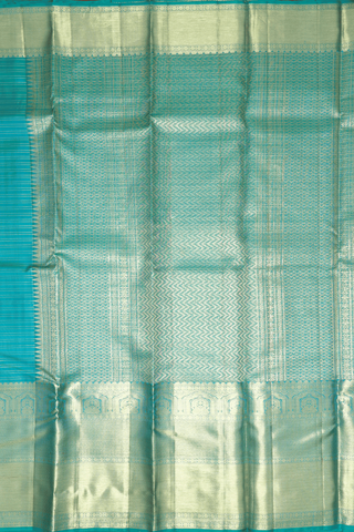 Checks With Buttis Peacock Blue Kanchipuram Silk Saree