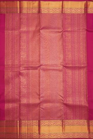 Kanchipuram Silk Saree In Magenta With Paisley Peacock Buttis