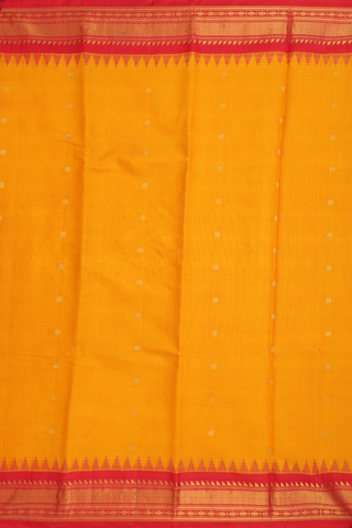 Gadwal Silk Cotton Saree In Honey Orange With Zari Buttas