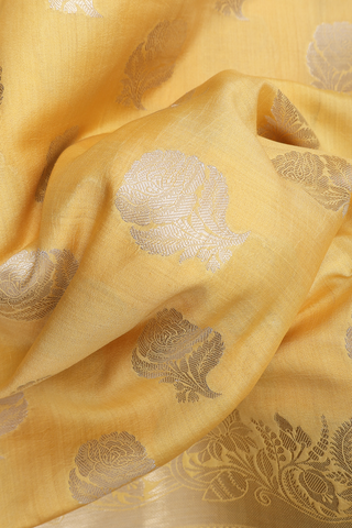 Floral Motifs Mellow Yellow Banarasi Silk Saree