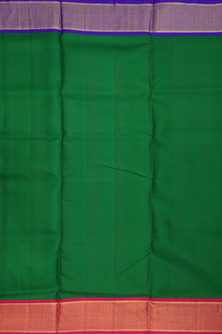 Nine Yards Silk Saree In Bold Green With Ganga Jamuna Border