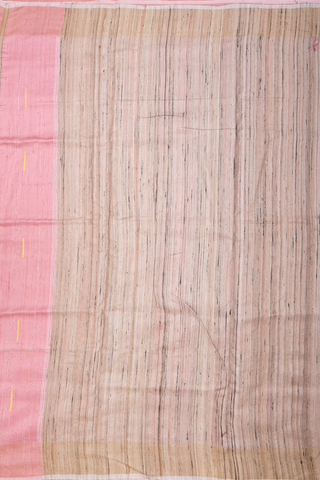 Jute Saree In Baby Pink With Threadwork Buttas