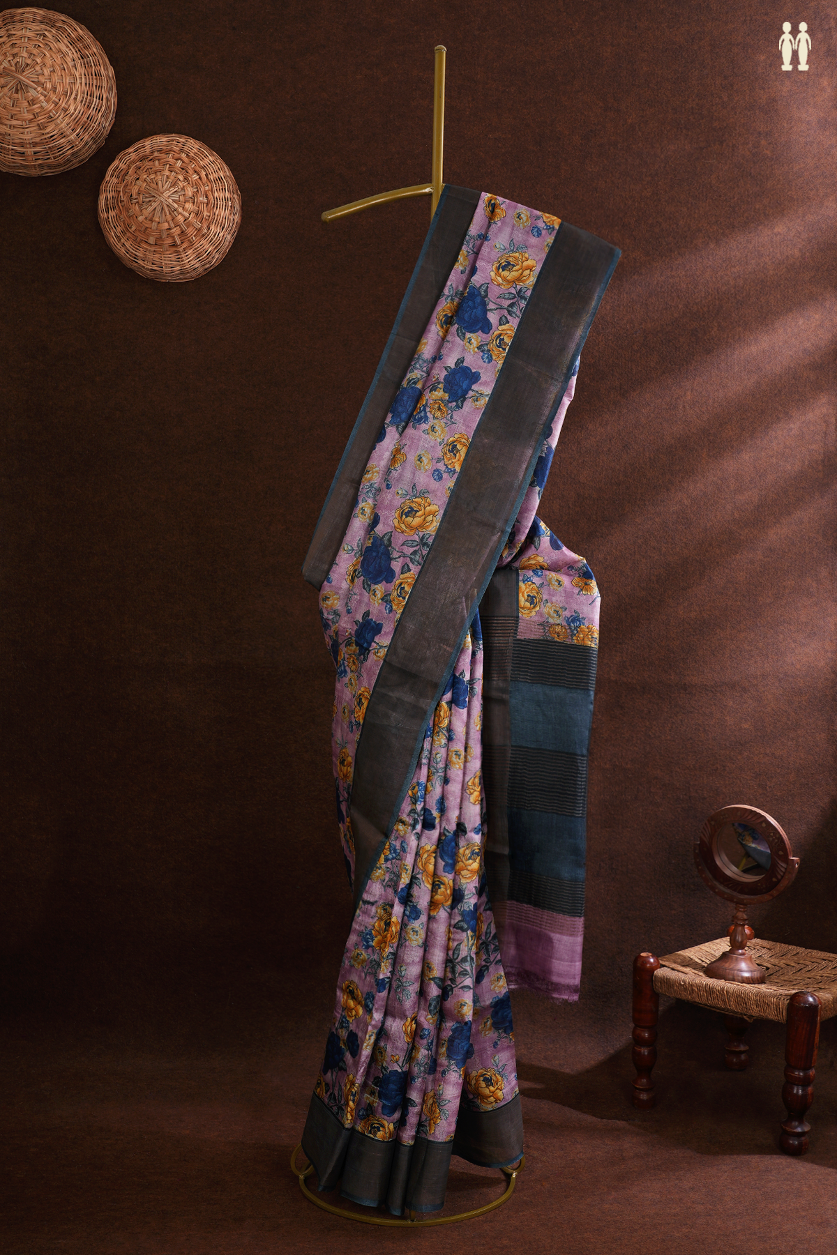 Tussar Silk Saree In Light Purple With Floral Printed Design