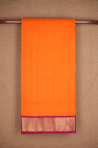 Contrast Border Plain Bright Orange Nine Yards Silk Saree