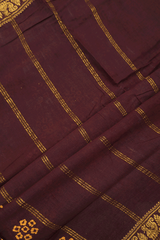 Allover Design Coffee Brown Nine Yards Sungudi Cotton Saree