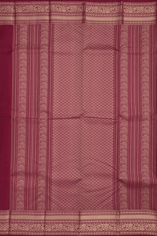 Kanchipuram Silk Saree In Reddish Mulberry With Zari Buttas