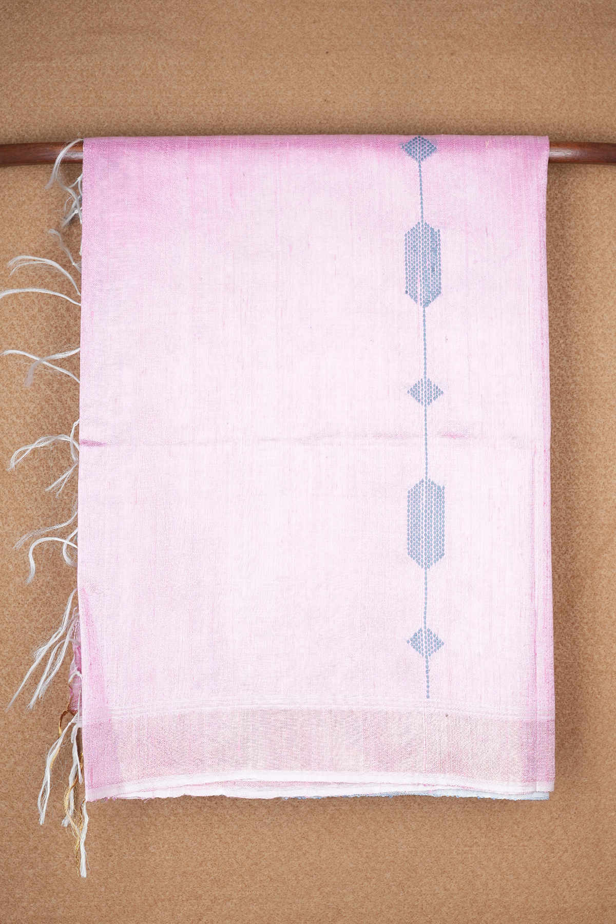 Threadwork Design Pink Jute Saree